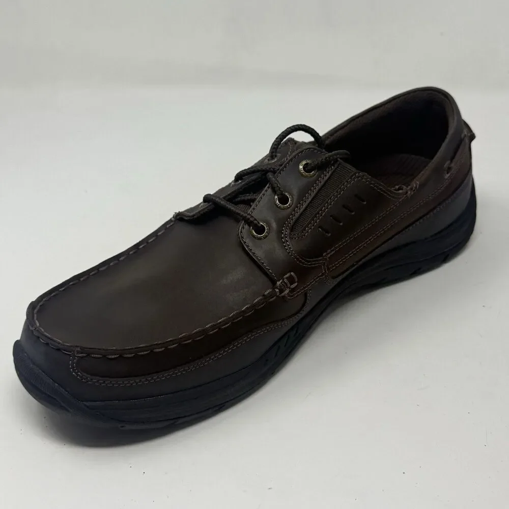 Skechers Expected Gembel Boat Shoes Mens 13 Brown Leather Mocs Casual Comfort